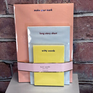NEW Kate Spade Notepads Stationery Trio Set of 3 Paper Sizes Embossed Gift